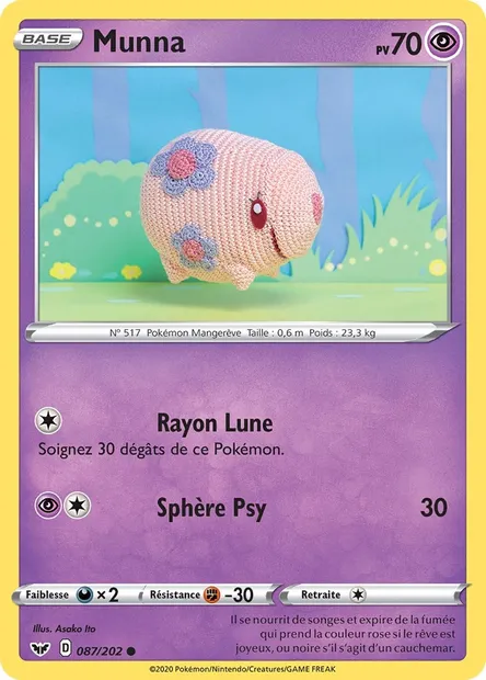 Munna, carte Pokémon SSH 87 — extension Épée et Bouclier