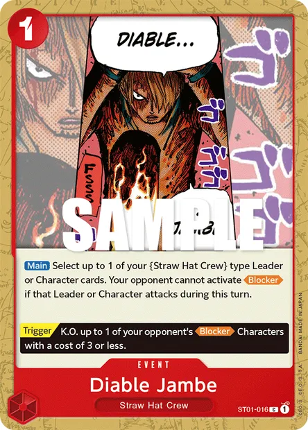 Diable Jambe, carte One Piece ST01-016 — extension Straw Hat Crew