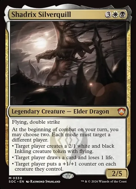 Shadrix Plumargent, carte Magic SOC 330 — extension Secrets of Strixhaven Commander