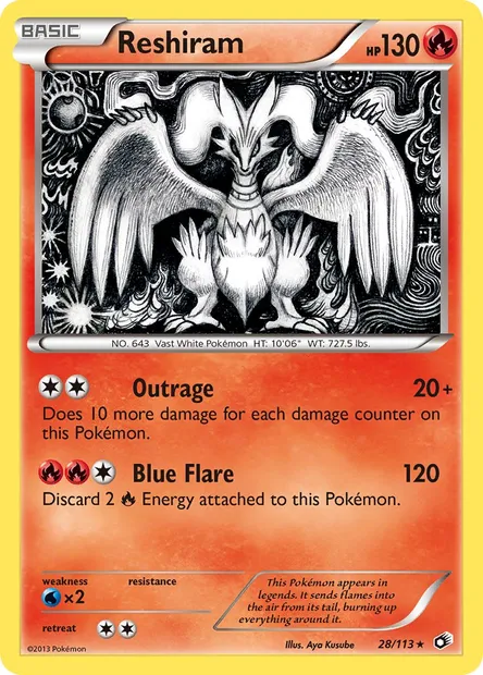 Reshiram, Pokémon card LTR 28 — Legendary Treasures set