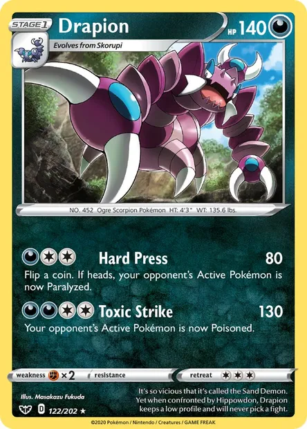 Drapion, Pokémon card SSH 122 — Sword & Shield set