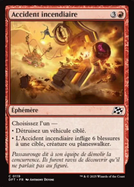 Accident incendiaire, carte Magic DFT 119 — extension Aetherdrift