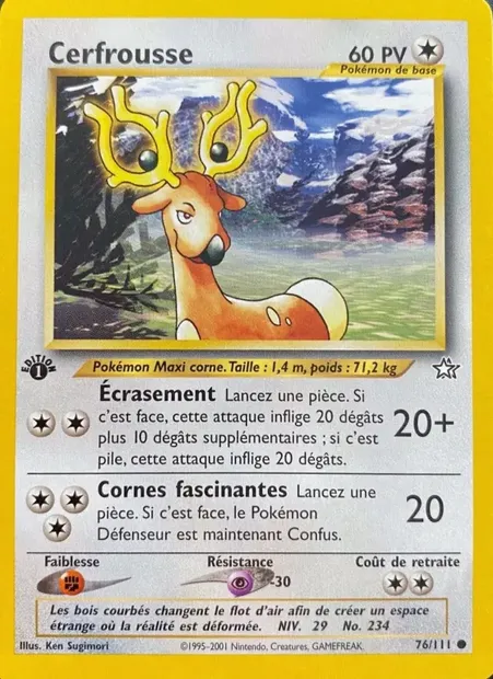 Cerfrousse, carte Pokémon NG 76 — extension Neo Genesis