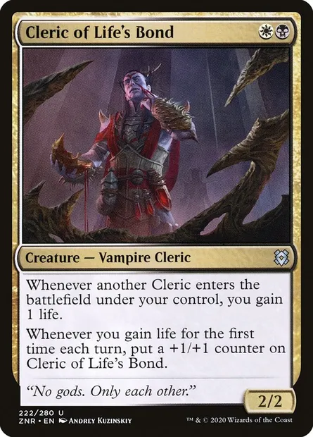 Cleric of Life's Bond, Magic card ZNR 222 — Zendikar Rising set