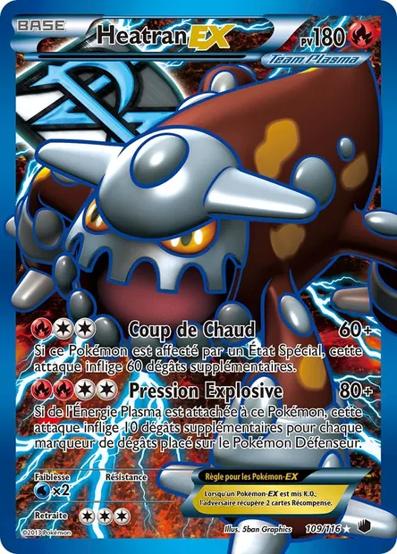 Heatran-EX, carte Pokémon PLF 109 — extension Glaciation Plasma