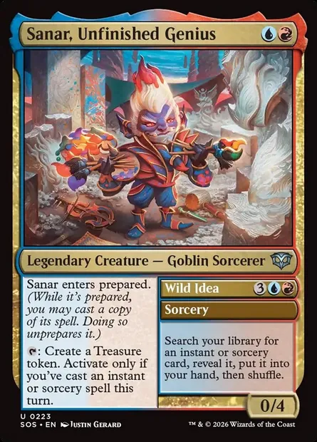 Sanar, Unfinished Genius // Wild Idea, Magic card SOS 223 — Secrets of Strixhaven set