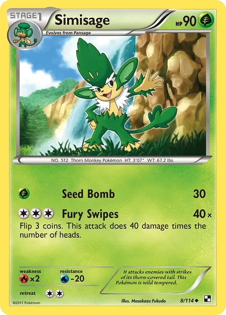 Simisage, Pokémon card BLW 8 — Black & White set