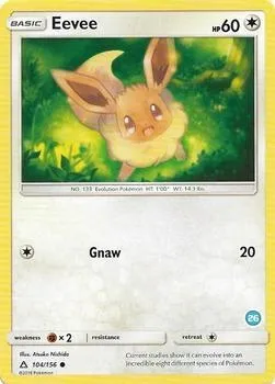 Évoli, carte Pokémon TK11 104-26 — extension SM Trainer Kit: Alolan Sandslash & Alolan Ninetales