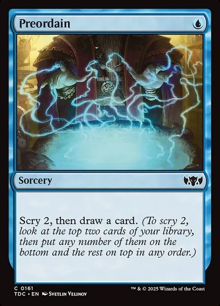 Preordain, Magic card TDC 161 — Tarkir: Dragonstorm Commander set