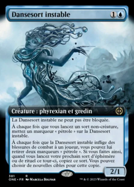 Dansesort instable, carte Magic ONE 381 — extension Tous Phyrexians