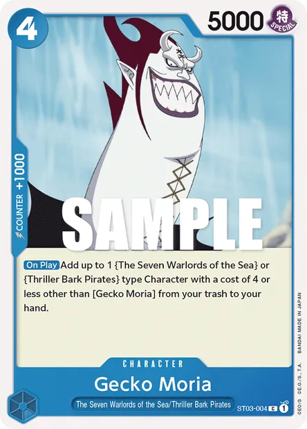 Gecko Moria, One Piece card ST03-004 — The Seven Warlords of the Sea set