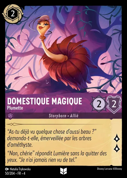 Domestique Magique - Plumette, carte Disney Lorcana CH4-050 — extension Le Retour d'Ursula