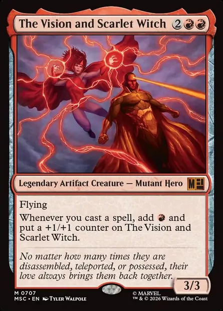 The Vision and Scarlet Witch, Magic card MSC 707 — Marvel Super Heroes Commander set