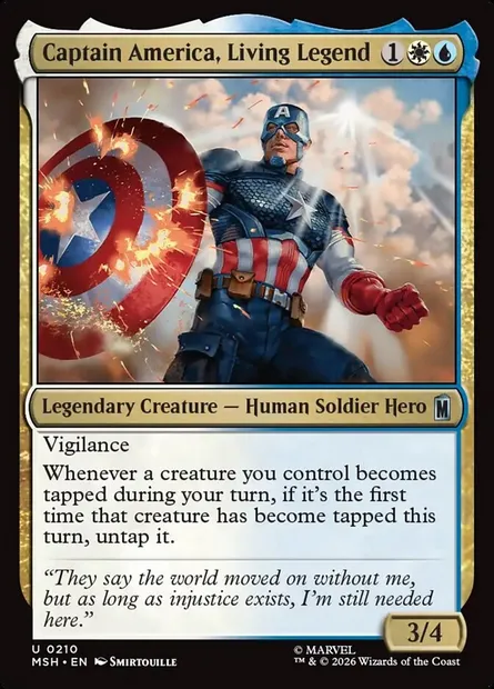 Captain America, Living Legend, Magic card MSH 210 — Marvel Super Heroes set
