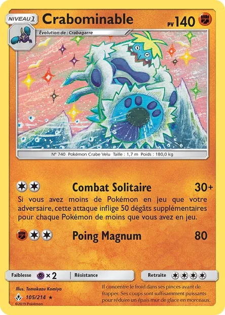 Crabominable, carte Pokémon UNB 105 — extension Alliance Infaillible