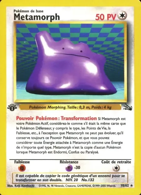 Métamorph, carte Pokémon FO 18 — extension Fossile