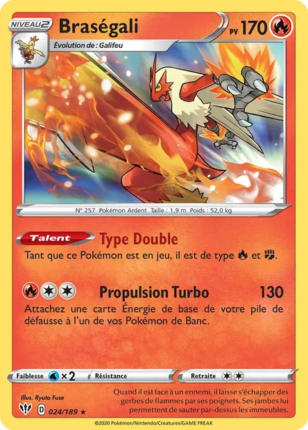Braségali, carte Pokémon DAA 24 — extension Ténèbres Embrasées