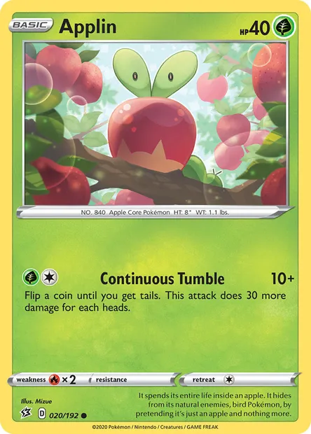 Applin, Pokémon card RCL 20 — Rebel Clash set