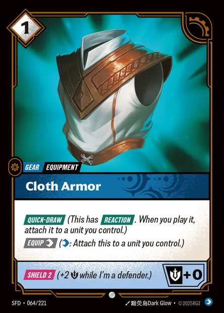 Cloth Armor, Riftbound card SFD 064 — Spiritforged set