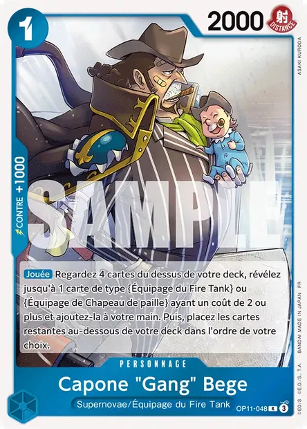 Capone "Gang" Bege, carte One Piece OP11-048 — extension DES POINGS VIFS COMME L'ÉCLAIR