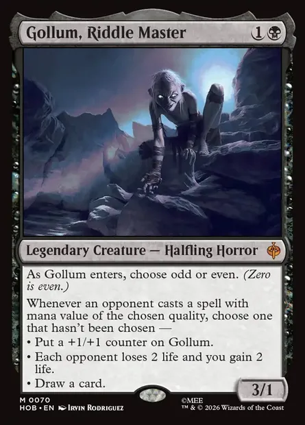 Gollum, Riddle Master, Magic card HOB 70 — The Hobbit set