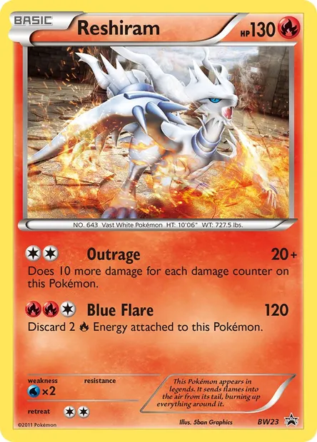 Reshiram, Pokémon card BW 23 — BW Black Star Promos set
