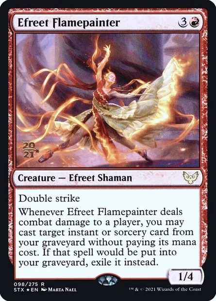 Efreet Flamepainter, Magic card PSTX 98s — Strixhaven: School of Mages Promos set