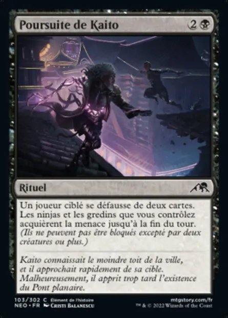 Poursuite de Kaito, carte Magic NEO 103 — extension Kamigawa: La Dynastie Néon