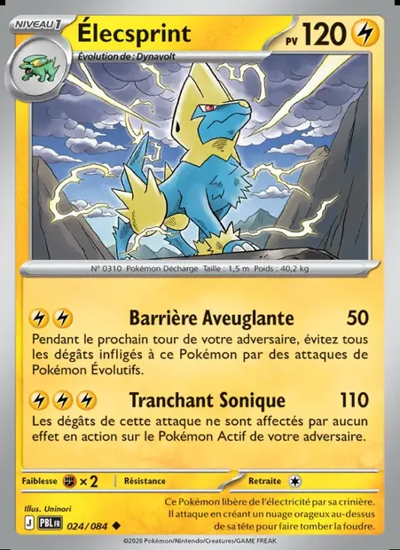 Élecsprint, carte Pokémon PBL 024 — extension Nuit Noire
