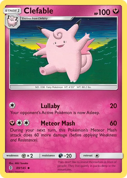 Clefable, Pokémon card GRI 89 — Guardians Rising set