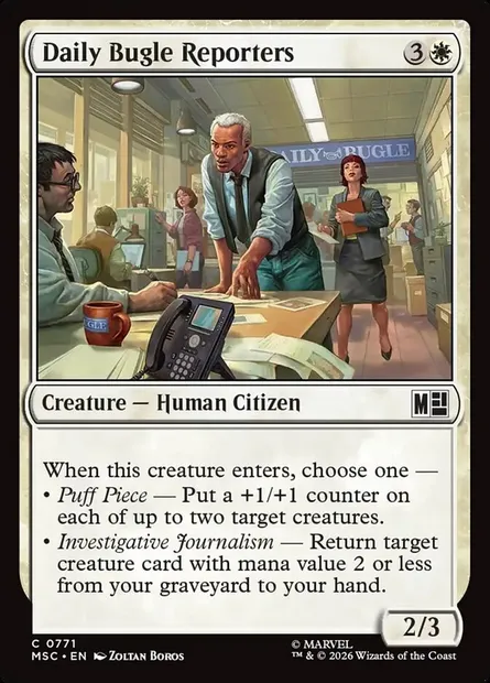 Daily Bugle Reporters, Magic card MSC 771 — Marvel Super Heroes Commander set