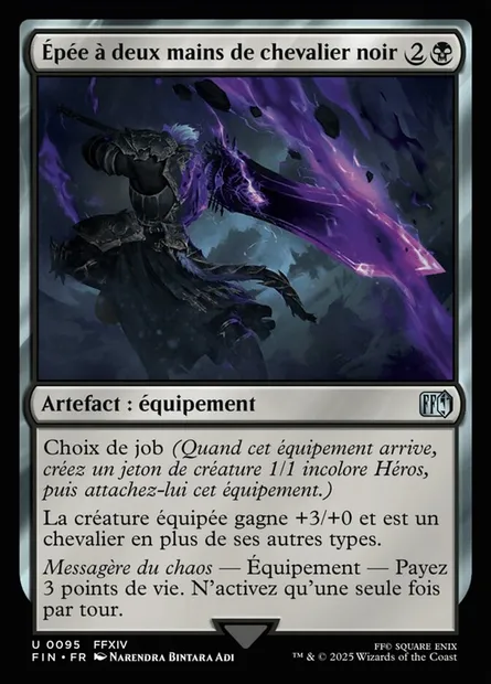 Épée à deux mains de chevalier noir, carte Magic FIN 95 — extension Final Fantasy