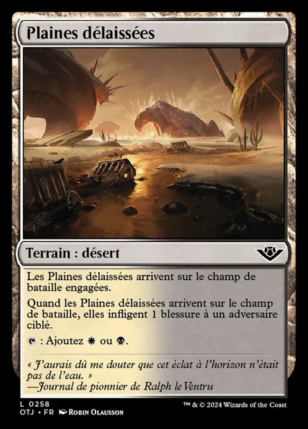Plaines délaissées, carte Magic OTJ 258 — extension Outlaws of Thunder Junction