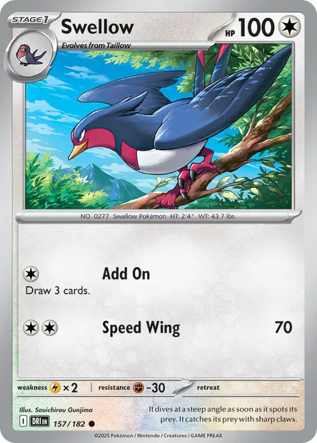 Swellow, Pokémon card DRI 157 — Destined Rivals set