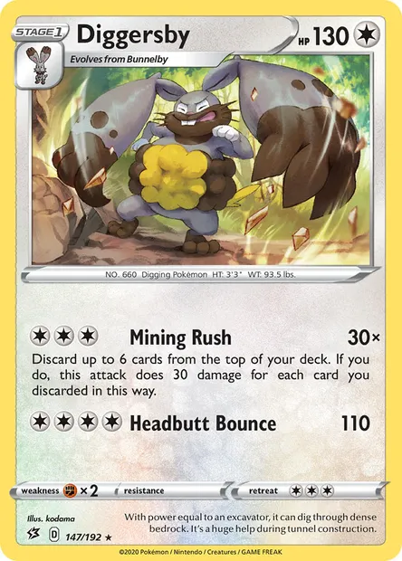 Diggersby, Pokémon card RCL 147 — Rebel Clash set