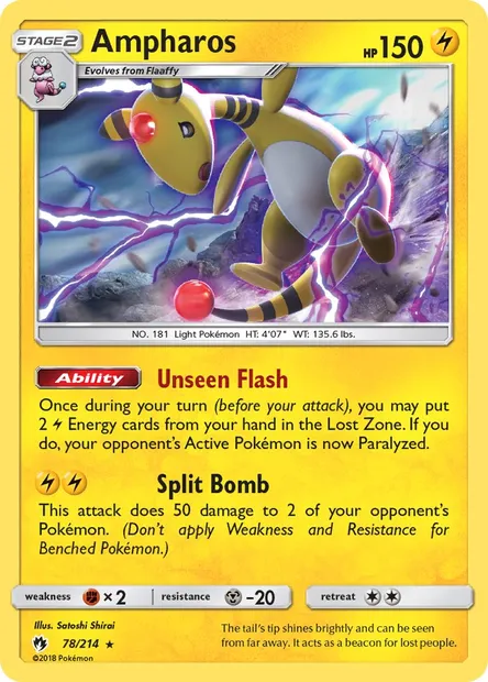 Ampharos, Pokémon card LOT 78 — Lost Thunder set