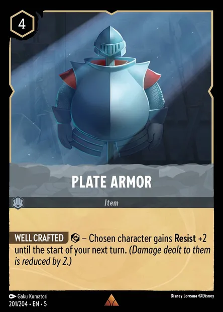Plate Armor, Disney Lorcana card CH5-201 — Shimmering Skies set