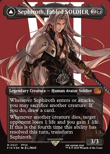 Sephiroth, Fabled SOLDIER // Sephiroth, One-Winged Angel, Magic card FIN 527 — Final Fantasy set