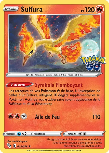 Sulfura, carte Pokémon PGO 012 — extension Pokémon GO