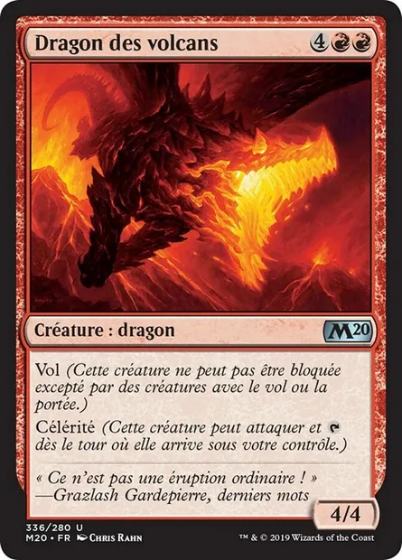 Dragon des volcans, carte Magic M20 336 — extension Core Set 2020