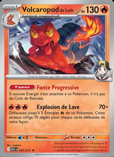 Volcaropod de Luth, carte Pokémon ASC 024 — extension Héros Transcendants