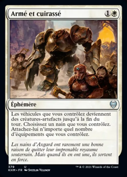 Armé et cuirassé, carte Magic KHM 379 — extension Kaldheim