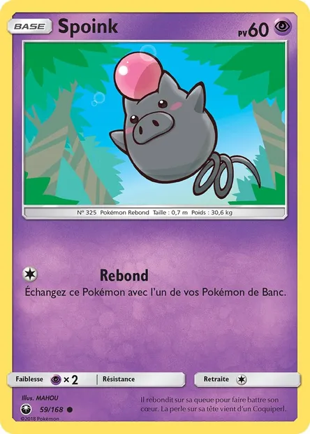 Spoink, carte Pokémon CES 59 — extension Tempête Céleste