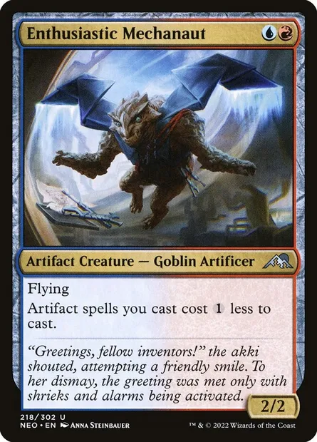 Enthusiastic Mechanaut, Magic card NEO 218 — Kamigawa: Neon Dynasty set