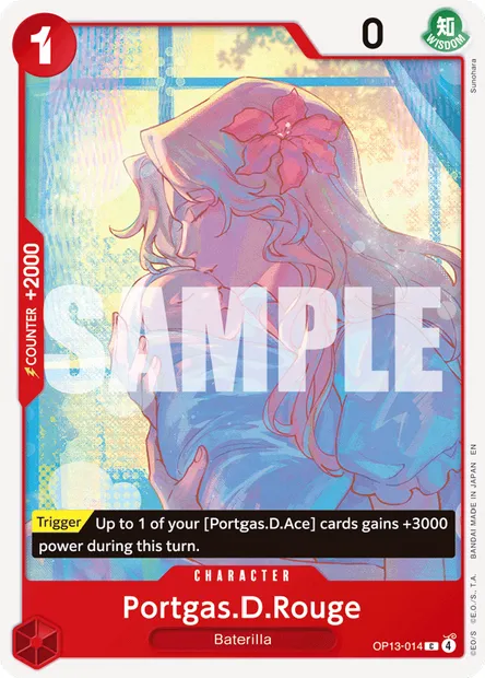 Portgas.D.Rouge, One Piece card OP13-014 — CARRYING ON HIS WILL set