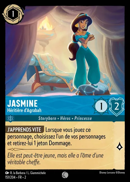 Jasmine - Héritière d'Agrabah, carte Disney Lorcana CH2-151 — extension L'Ascension des Floodborn