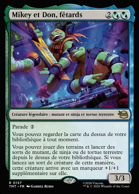 Mikey et Don, fêtards, carte Magic TMT 157 — extension Teenage Mutant Ninja Turtles