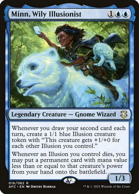 Minn, Wily Illusionist, Magic card AFC 16 — Forgotten Realms Commander set