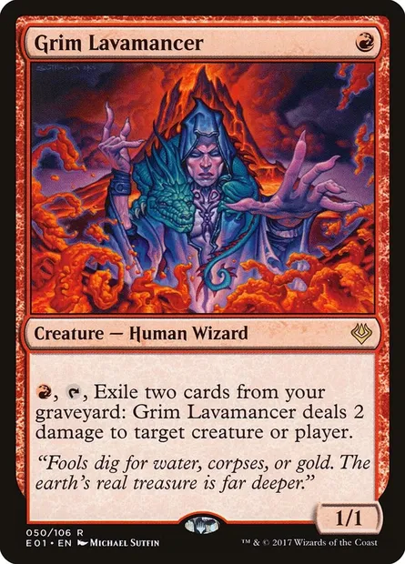 Grim Lavamancer, Magic card E01 50 — Archenemy: Nicol Bolas set