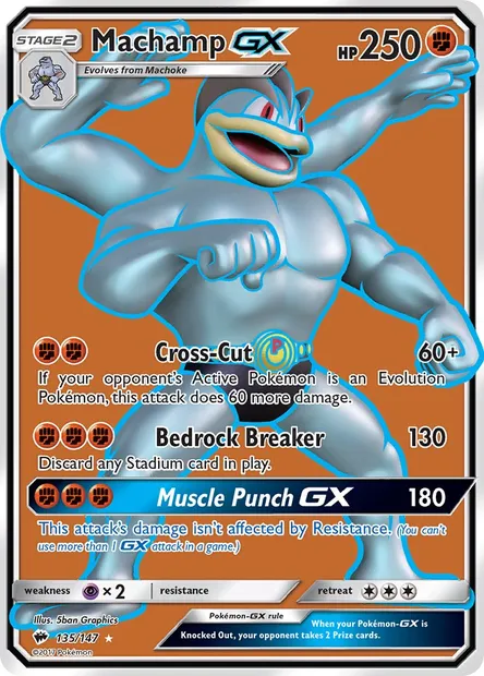 Machamp GX, Pokémon card BUS 135 — Burning Shadows set